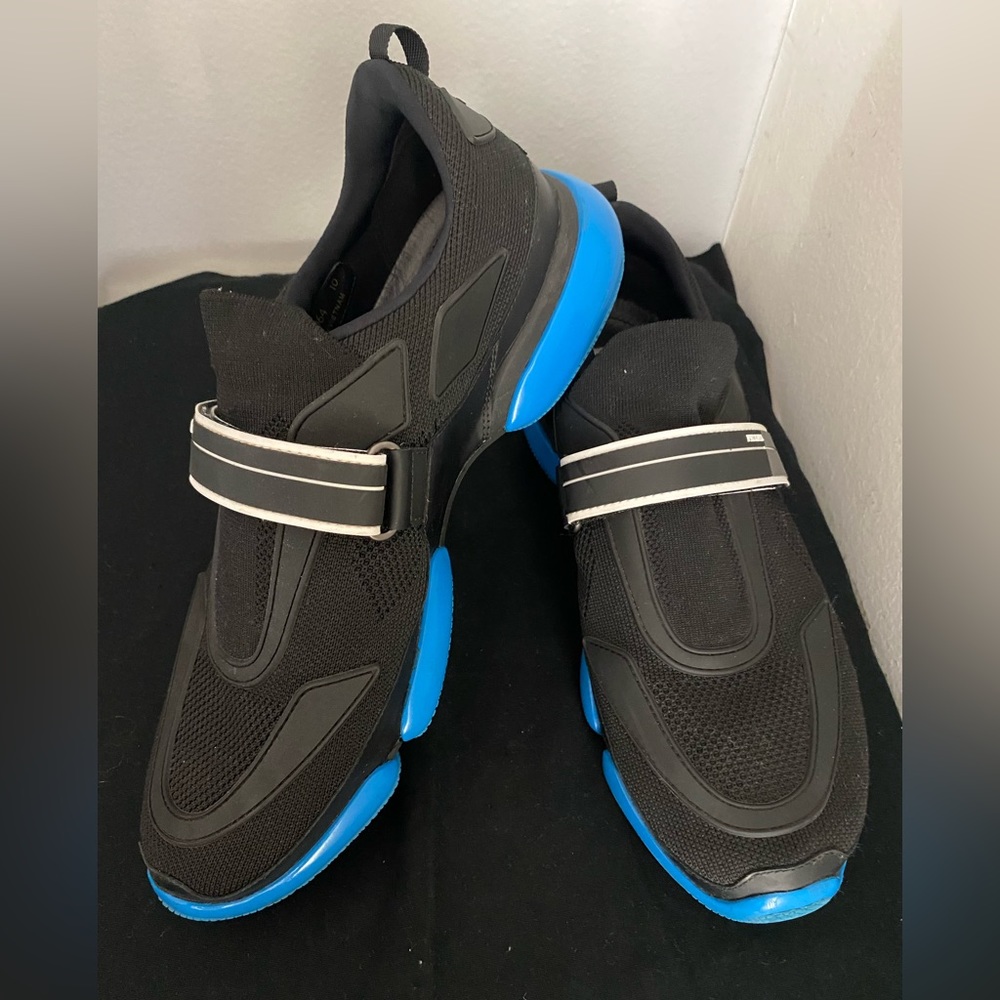 Prada Mens Black and Blue Cloudbust sneakers Prada size 10 Us